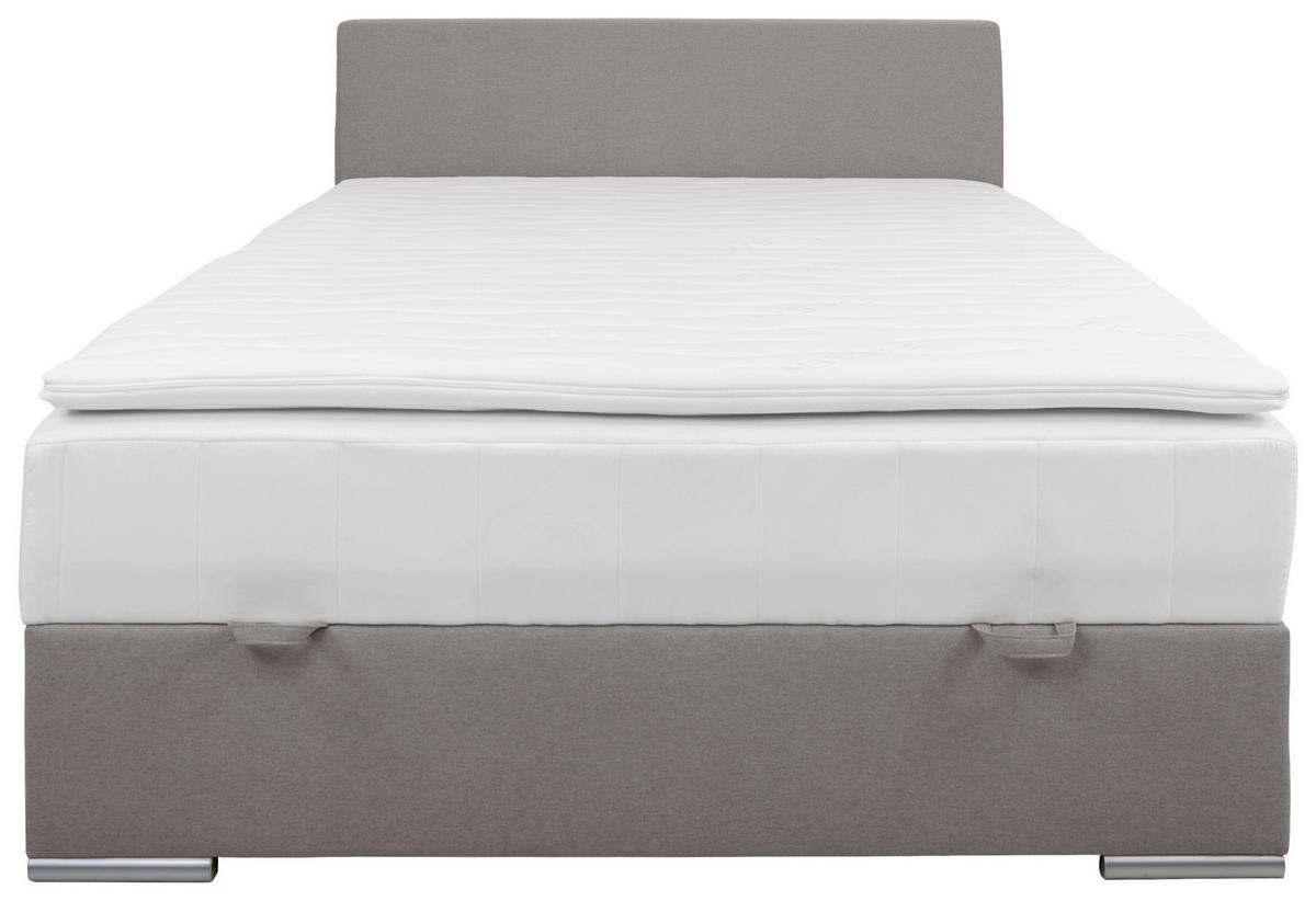POLSTERBETT Bettkasten, Topper 140/200 cm  in Taupe  - Taupe/Chromfarben, KONVENTIONELL, Holz/Kunststoff (140/200cm) - MID.YOU