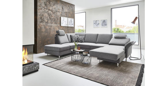 WOHNLANDSCHAFT in Flachgewebe Grau - Chromfarben/Grau, KONVENTIONELL, Textil/Metall (200/217cm) - Voleo