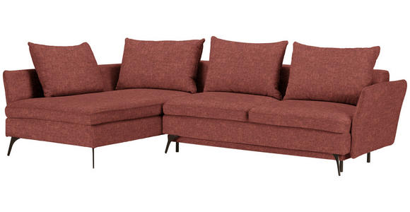 ECKSOFA in Webstoff Rostfarben 182/280 cm - Rostfarben/Schwarz, Design, Textil/Metall (182/280cm) - Carryhome