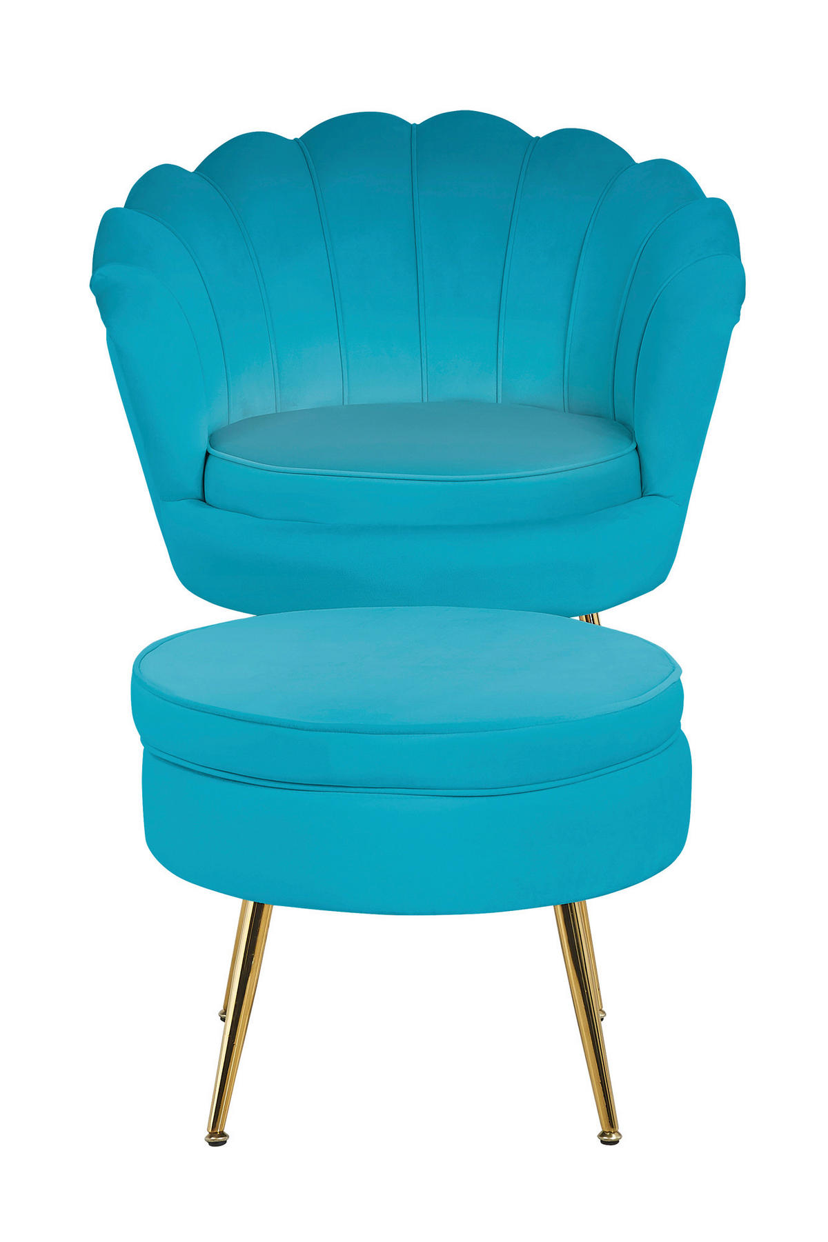 HOCKER in Textil Blau  - Blau/Goldfarben, MODERN, Textil/Metall (52/41/52cm) - Livetastic