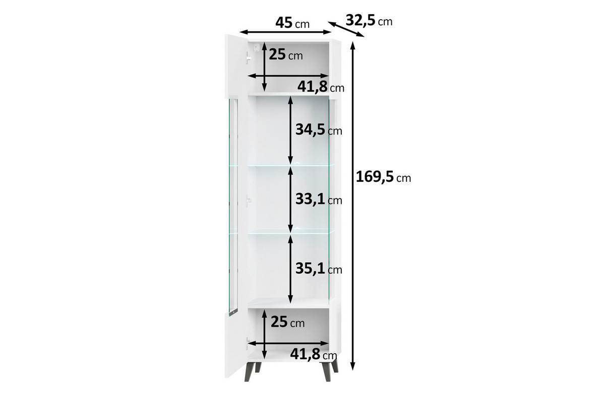 VITRINE in Kaschmir  - Kaschmir/Schwarz, Design, Glas/Holzwerkstoff (45/169,5/32,5cm) - P & B