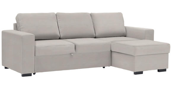 ECKSOFA  in Velours Creme  244/157 cm  - Creme/Schwarz, Design, Kunststoff/Textil (244/157cm) - Carryhome