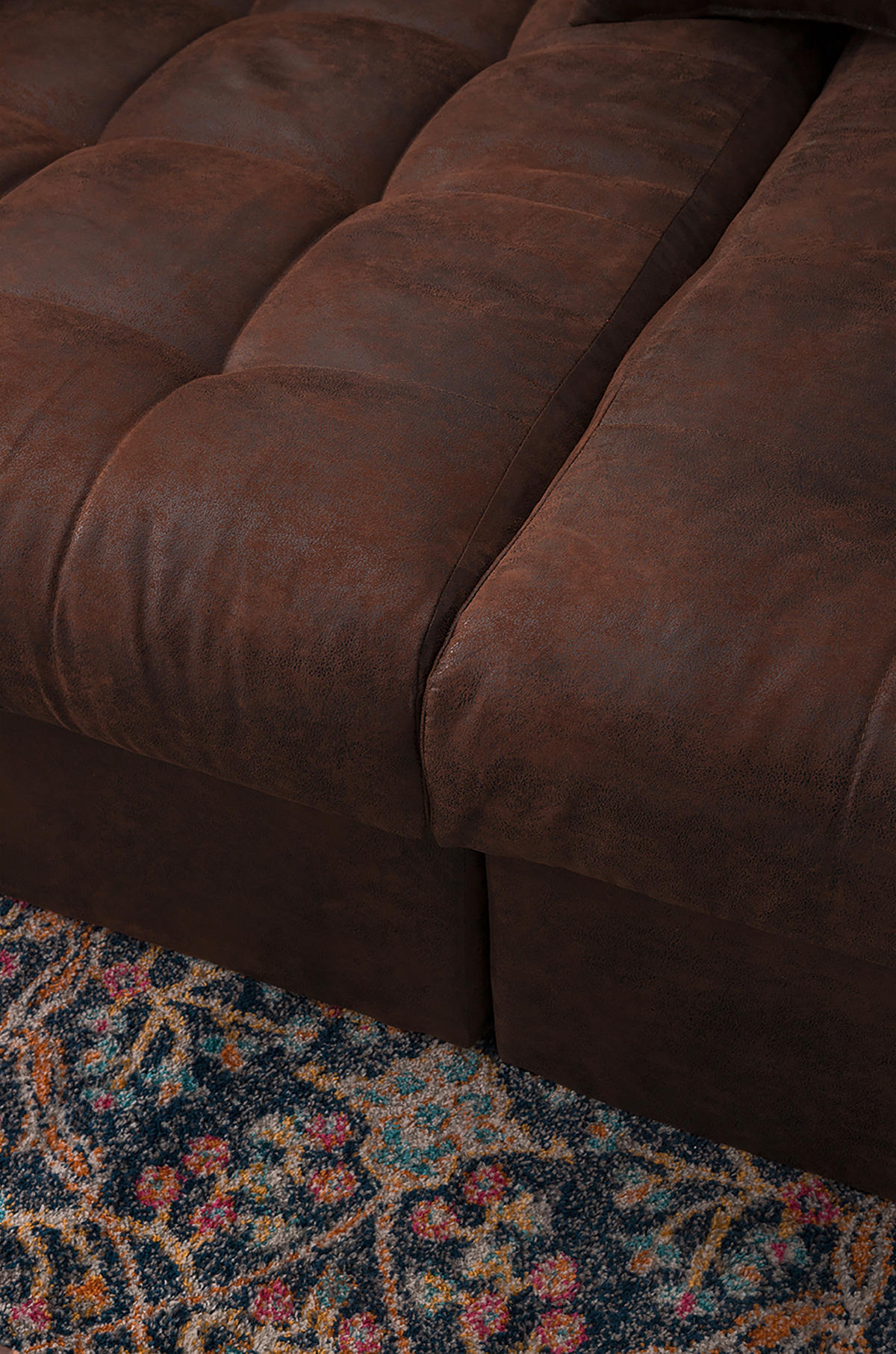 BIGSOFA Naomi Lederlook (vegan) Dunkelbraun  - Dunkelbraun/Schwarz, Design, Kunststoff/Textil (284/94/148cm) - Livetastic