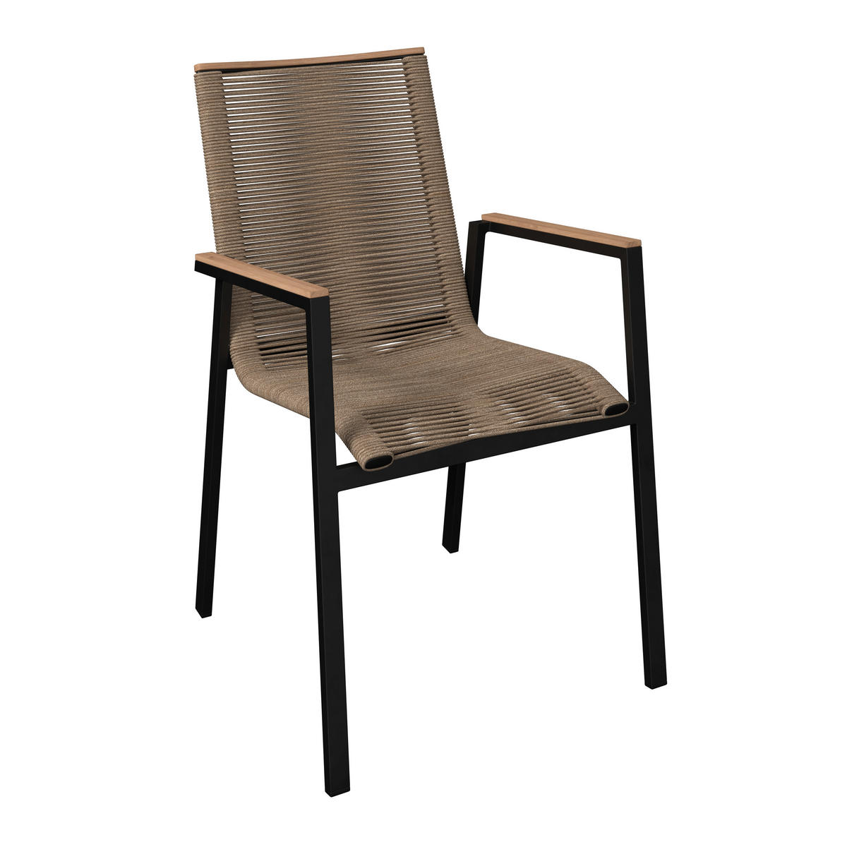 STAPELSESSEL Teakholz Aluminium Anthrazit, Sandfarben, Teakfarben  - Sandfarben/Anthrazit, Design, Holz/Textil (56/90/66cm) - Amatio