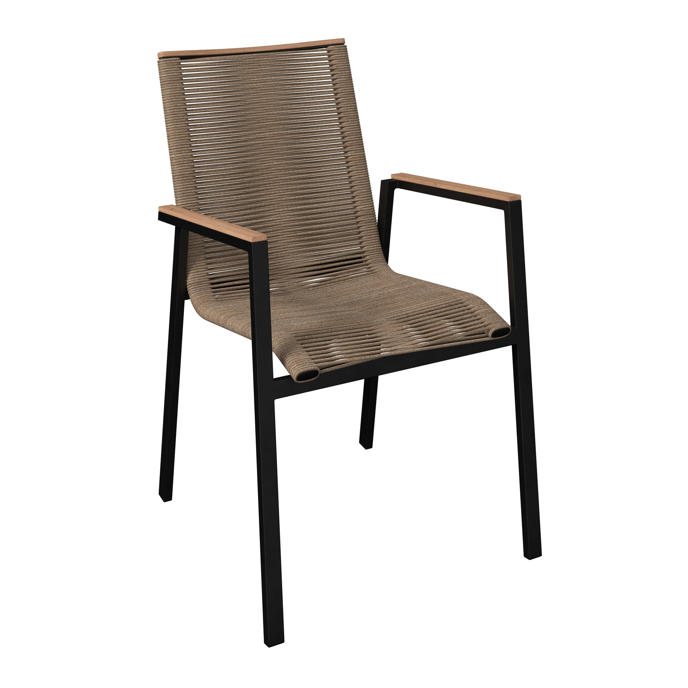 Amatio Basic Stapelsessel Anthrazit, Sand, Teak 56x90x66 cm