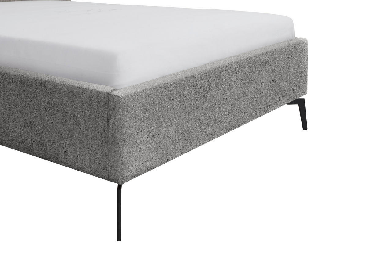 POLSTERBETT 140/200 cm  in Grau  - Schwarz/Grau, Design, Textil/Metall (140/200cm) - home24