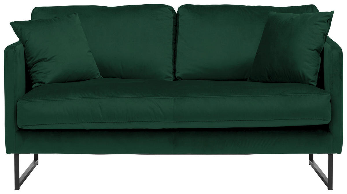 2-SITZER-SOFA Samt Dunkelgrün  - Dunkelgrün/Schwarz, Design, Textil/Metall (150/78/84cm) - Carryhome