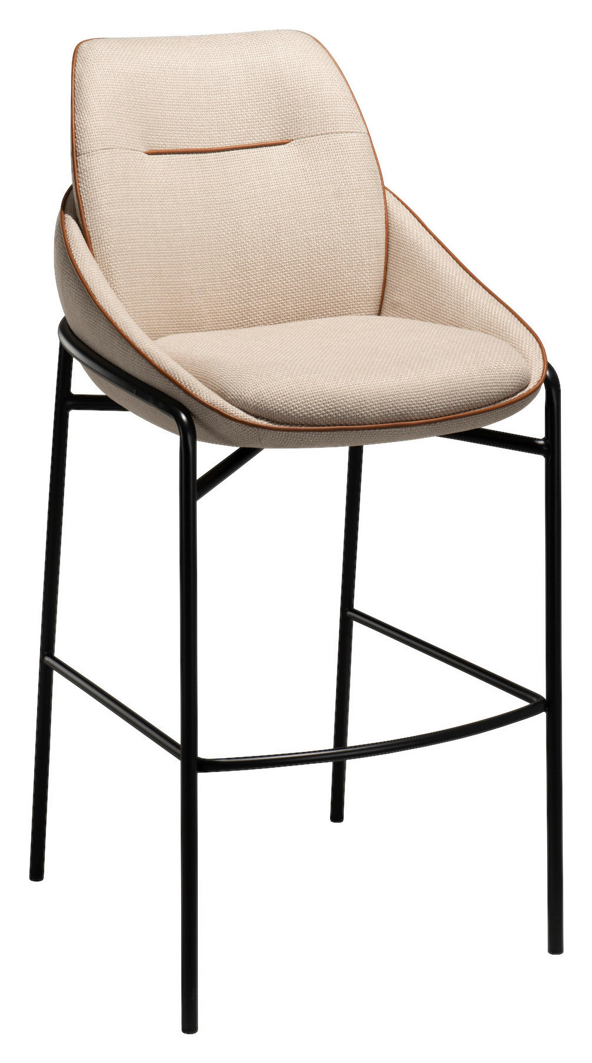 BARHOCKER in Metall, Textil Beige  - Beige/Schwarz, Design, Textil/Metall (51,5/106/58cm) - Lomoco