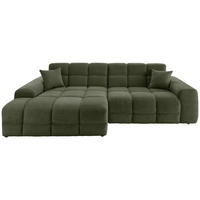 ECKSOFA Bouclé Dunkelgrün  - Dunkelgrün/Schwarz, Modern, Kunststoff/Textil (152/301cm) - Livetastic