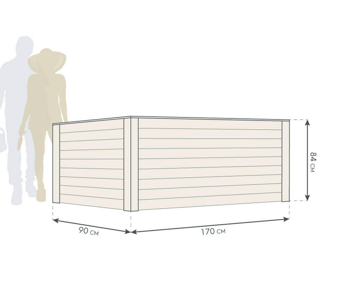 VYVÝŠENÝ ZÁHON   - farba smrekovca, Basics, drevo (90/84/170cm)
