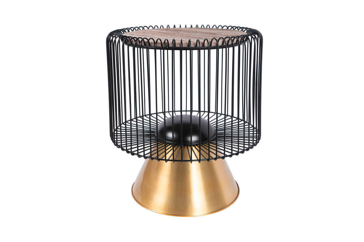 BEISTELLTISCH in Metall, Stein  - Goldfarben/Schwarz, Basics, Stein/Metall (51/56,5/51cm) - Kayoom