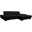 ECKSOFA in Mikrofaser Anthrazit  290/198 cm  - Anthrazit/Schwarz, Design, Textil/Metall (290/198cm) - Xora