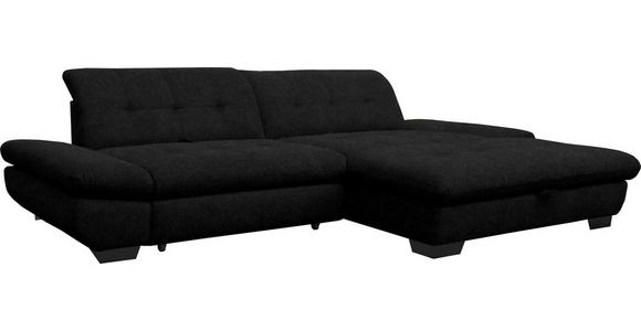 ECKSOFA in Mikrofaser Anthrazit  290/198 cm  - Anthrazit/Schwarz, Design, Textil/Metall (290/198cm) - Xora
