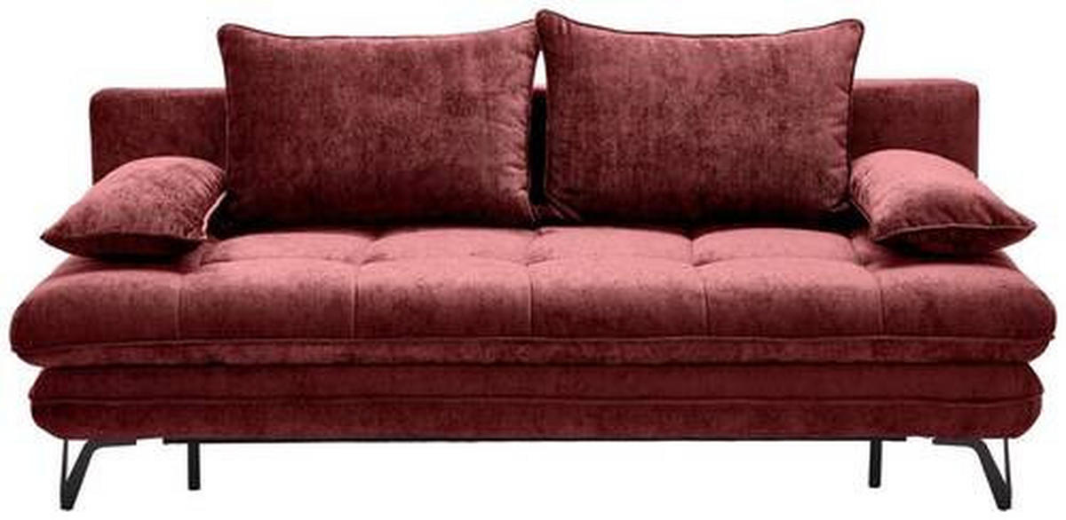SCHLAFSOFA in Textil Weinrot  - Weinrot/Schwarz, Design, Textil/Metall (205/79-96/85cm) - Novel