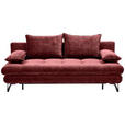 SCHLAFSOFA in Samt Weinrot  - Weinrot/Schwarz, Design, Textil/Metall (205/79-96/85cm) - Novel