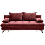 SCHLAFSOFA Samt Weinrot  - Weinrot/Schwarz, Design, Textil/Metall (205/79-96/85cm) - Novel