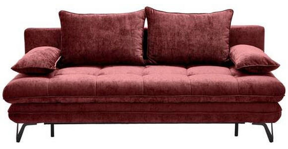 SCHLAFSOFA Samt Weinrot - Weinrot/Schwarz, Design, Textil/Metall (205/79-96/85cm) - Novel