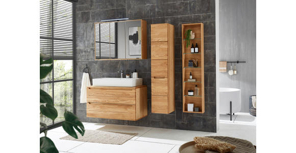 SPIEGELSCHRANK 100/70/20 cm  - Eichefarben/Schwarz, KONVENTIONELL, Glas/Holz (100/70/20cm) - Linea Natura