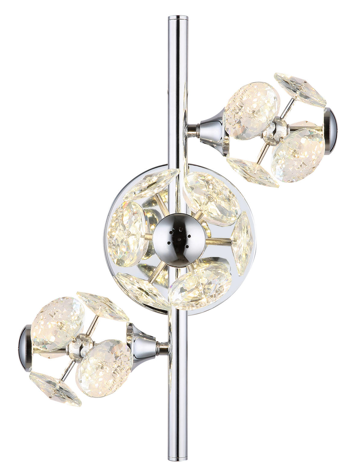LED-WANDLEUCHTE 41/33/27 cm   - Klar/Chromfarben, KONVENTIONELL, Glas/Metall (41/33/27cm) - Globo