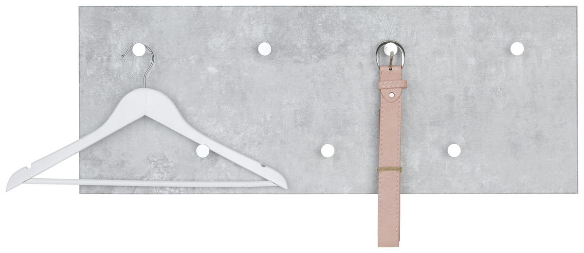 STENSKI OBEŠALNIK - barve kroma/siva, Design, kovina/leseni material (80/30/5,5cm) - Boxxx