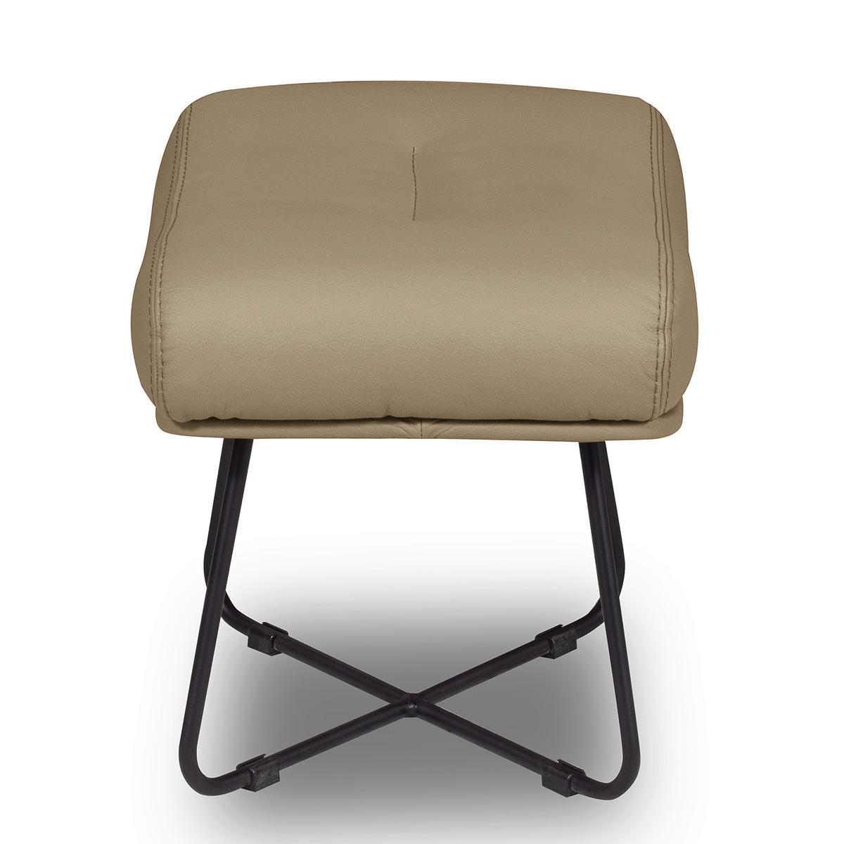 SESSELSET Echtleder Hocker    - Hellgrau/Schwarz, Design, Leder/Metall (67/87/74cm) - Livetastic
