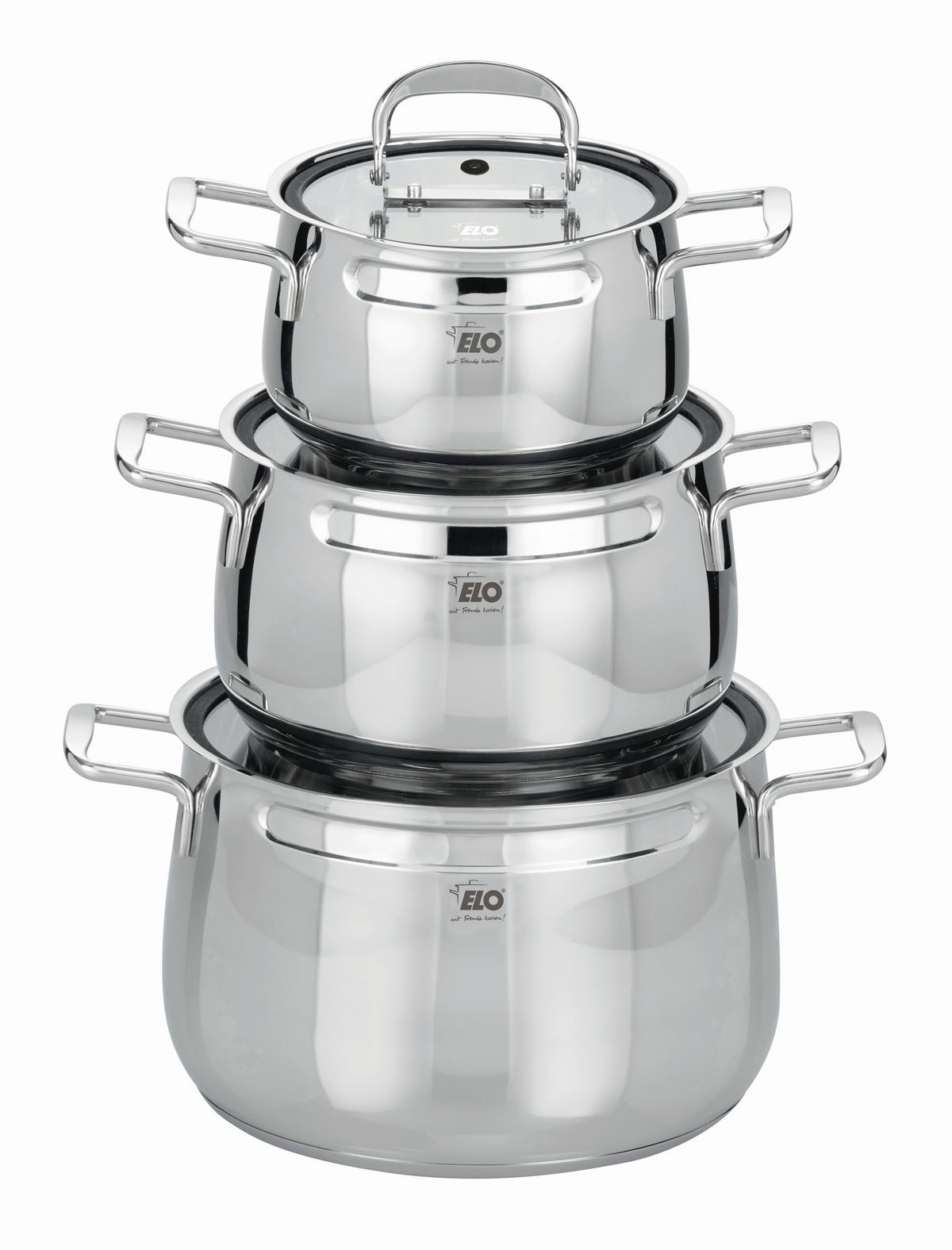 KOCHTOPFSET Mystery 3-teilig  - Transparent/Silberfarben, Basics, Glas/Metall (31/30/28cm) - ELO