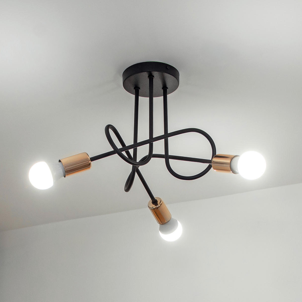 DECKENLEUCHTE    45/45/30 cm  - Schwarz/Kupferfarben, Trend, Metall (45/45/30cm)