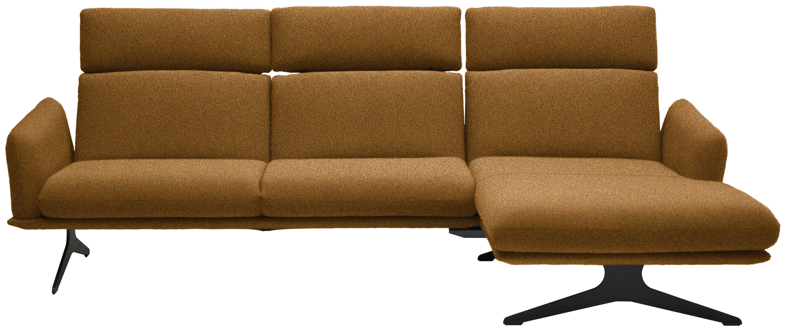 ECKSOFA in Flachgewebe Currygelb  - Currygelb/Schwarz, Design, Textil/Metall (259/152cm) - Dieter Knoll