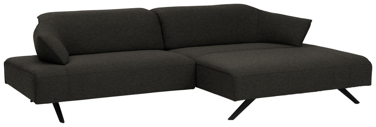 ECKSOFA in Struktur Graubraun  - Anthrazit/Graubraun, Design, Textil/Metall (276/165cm) - Himolla