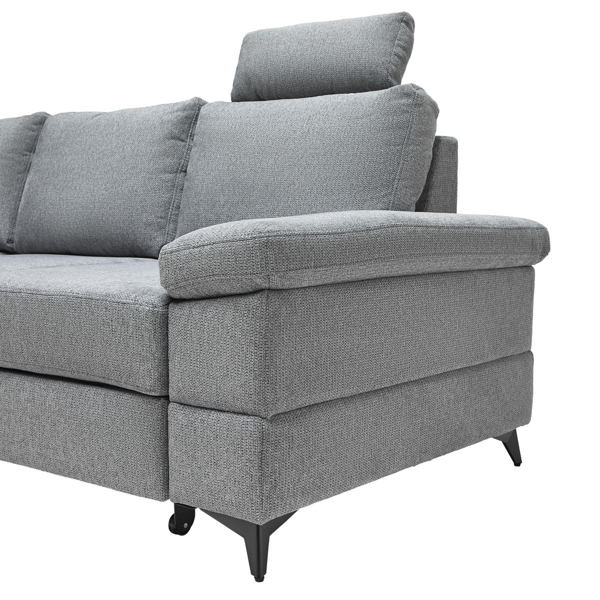 ECKSOFA Webstoff Grau  - Schwarz/Grau, Modern, Textil/Metall (189/87-103/250cm) - MID.YOU