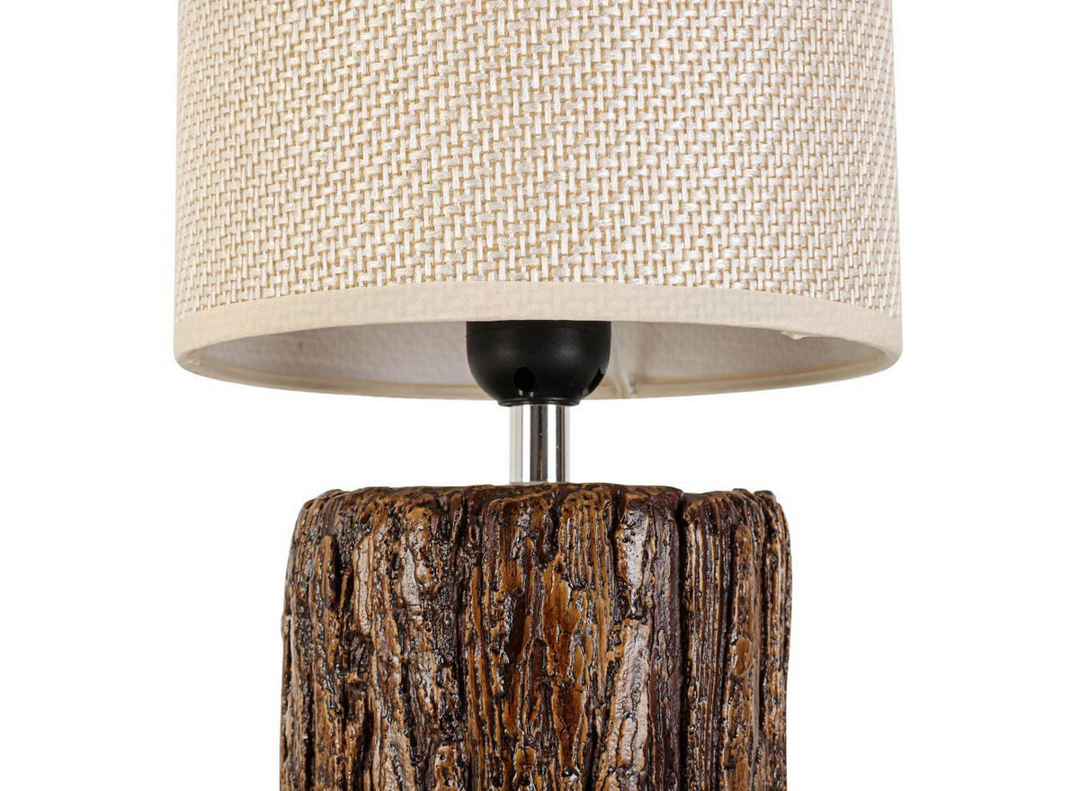 STOLNÁ LAMPA, E27, 18/31 cm  - hnedá/krémová, Basics, kov/textil (18/31cm) - Novel