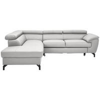 ECKSOFA Hellgrau Kombination Echtleder/Lederlook Lederlook  - Hellgrau/Schwarz, Design, Leder/Textil (220/256cm) - Celina Home