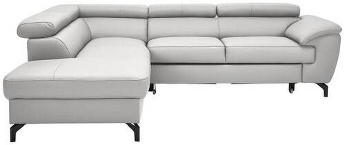 ECKSOFA Hellgrau Kombination Echtleder/Lederlook Lederlook  - Hellgrau/Schwarz, Design, Leder/Textil (220/256cm) - Celina Home