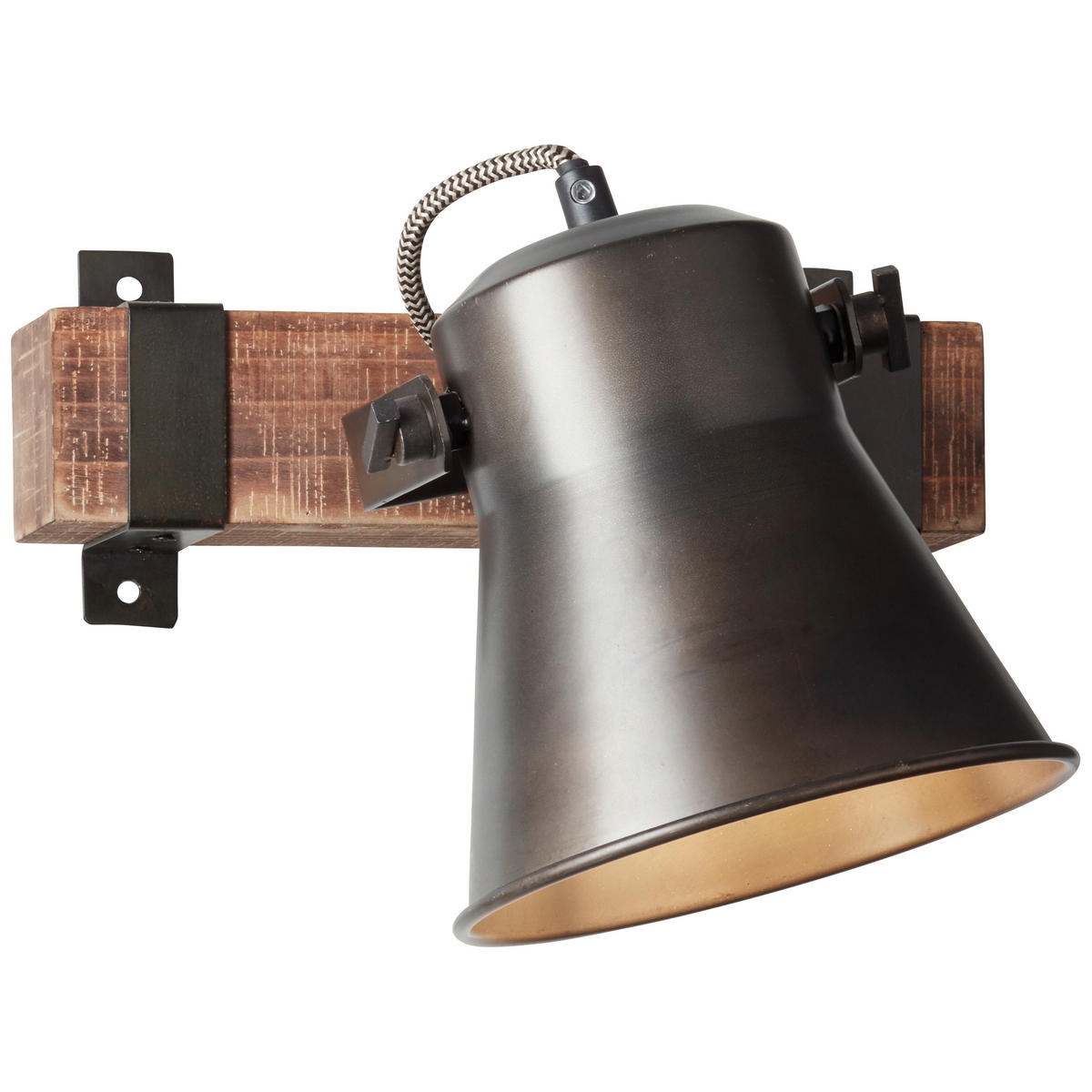 WANDLEUCHTE - Schwarz, Design, Holz/Metall (24/25cm) - Brilliant