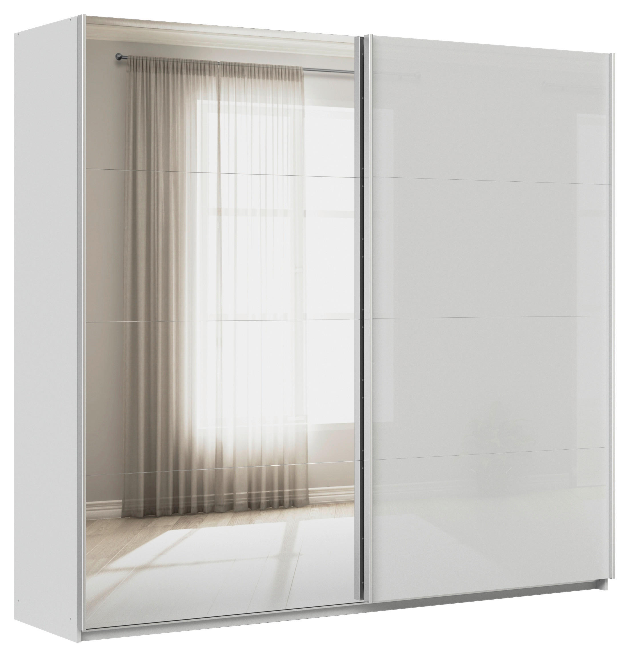 SCHWEBETÜRENSCHRANK  in Seidengrau  - Seidengrau/Alufarben, KONVENTIONELL, Glas/Holzwerkstoff (225/210/62cm) - Xora