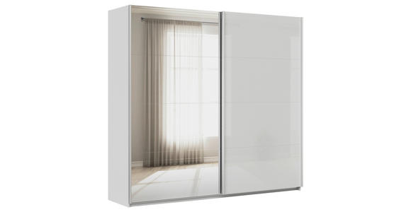 SCHWEBETÜRENSCHRANK  in Seidengrau  - Seidengrau/Alufarben, KONVENTIONELL, Glas/Holzwerkstoff (225/229/62cm) - Xora