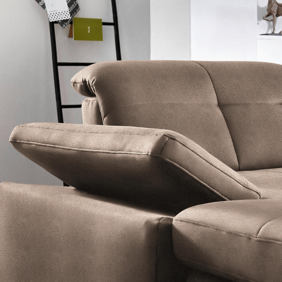 WOHNLANDSCHAFT  in Mikrofaser Sandfarben  - Sandfarben/Chromfarben, Design, Textil (195/371/260cm) - Beldomo Style