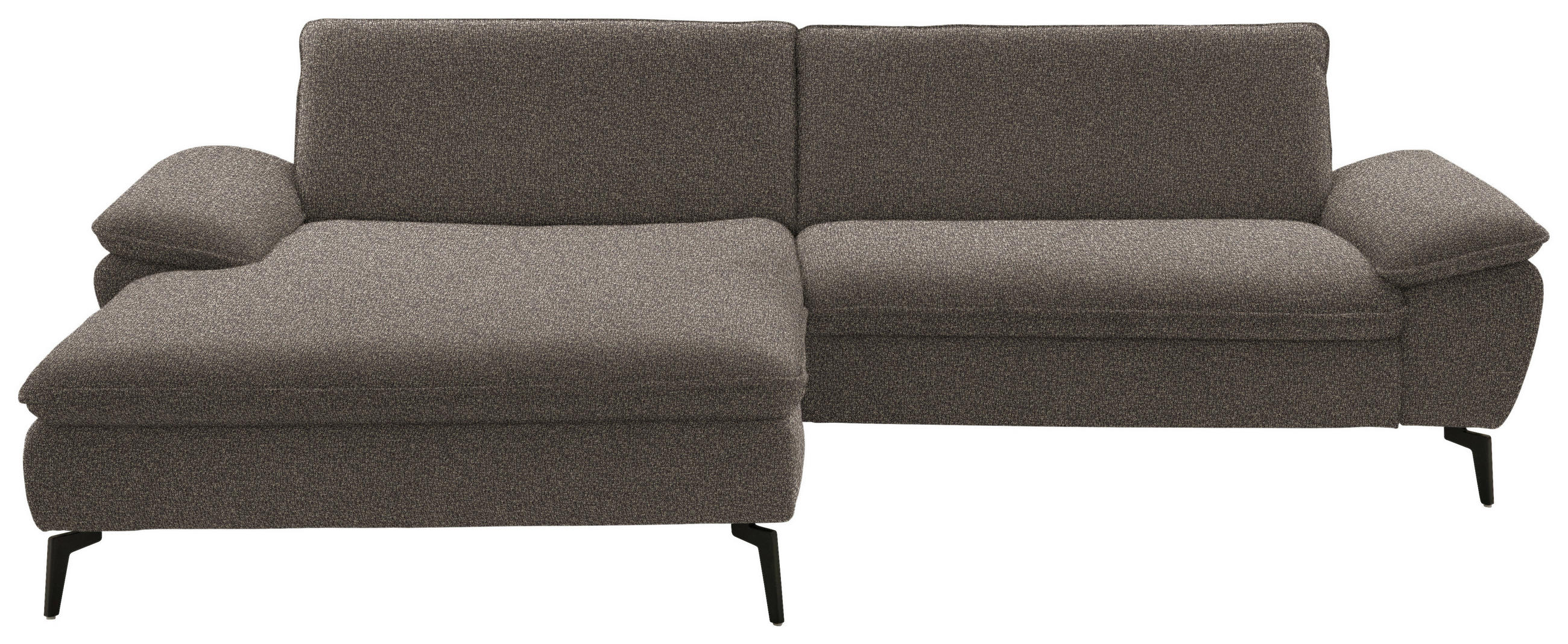 ECKSOFA in Webstoff Braun  - Schwarz/Braun, Design, Textil/Metall (197/295cm) - Valdera