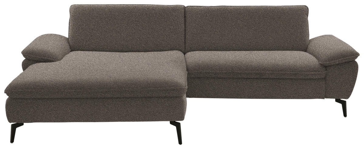 ECKSOFA in Webstoff Braun  - Schwarz/Braun, Design, Textil/Metall (197/295cm) - Valdera