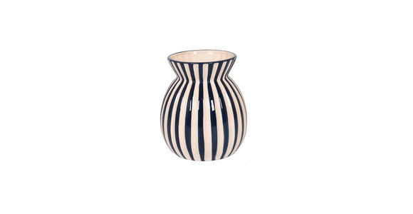 VASE 19 cm - Weiß/Dunkelblau, LIFESTYLE, Keramik (16,5/19cm) - Ambia Home