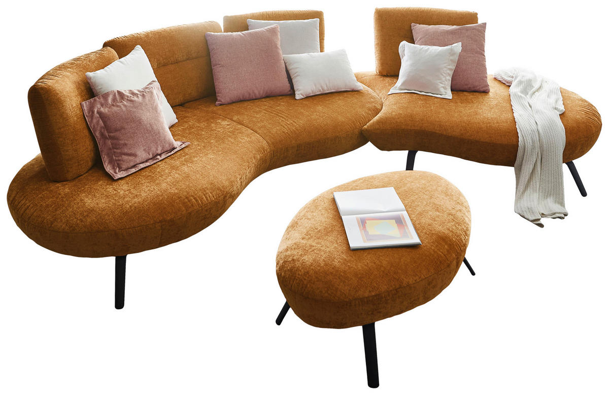BIGSOFA Flachgewebe Senfgelb  - Senfgelb/Schwarz, Design, Textil/Metall (456/93/138cm) - Moderano