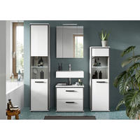 BADEZIMMER 4-teilig  in 140 cm  - Weiß Hochglanz/Schwarz, MODERN, Holzwerkstoff/Kunststoff (140cm) - MID.YOU