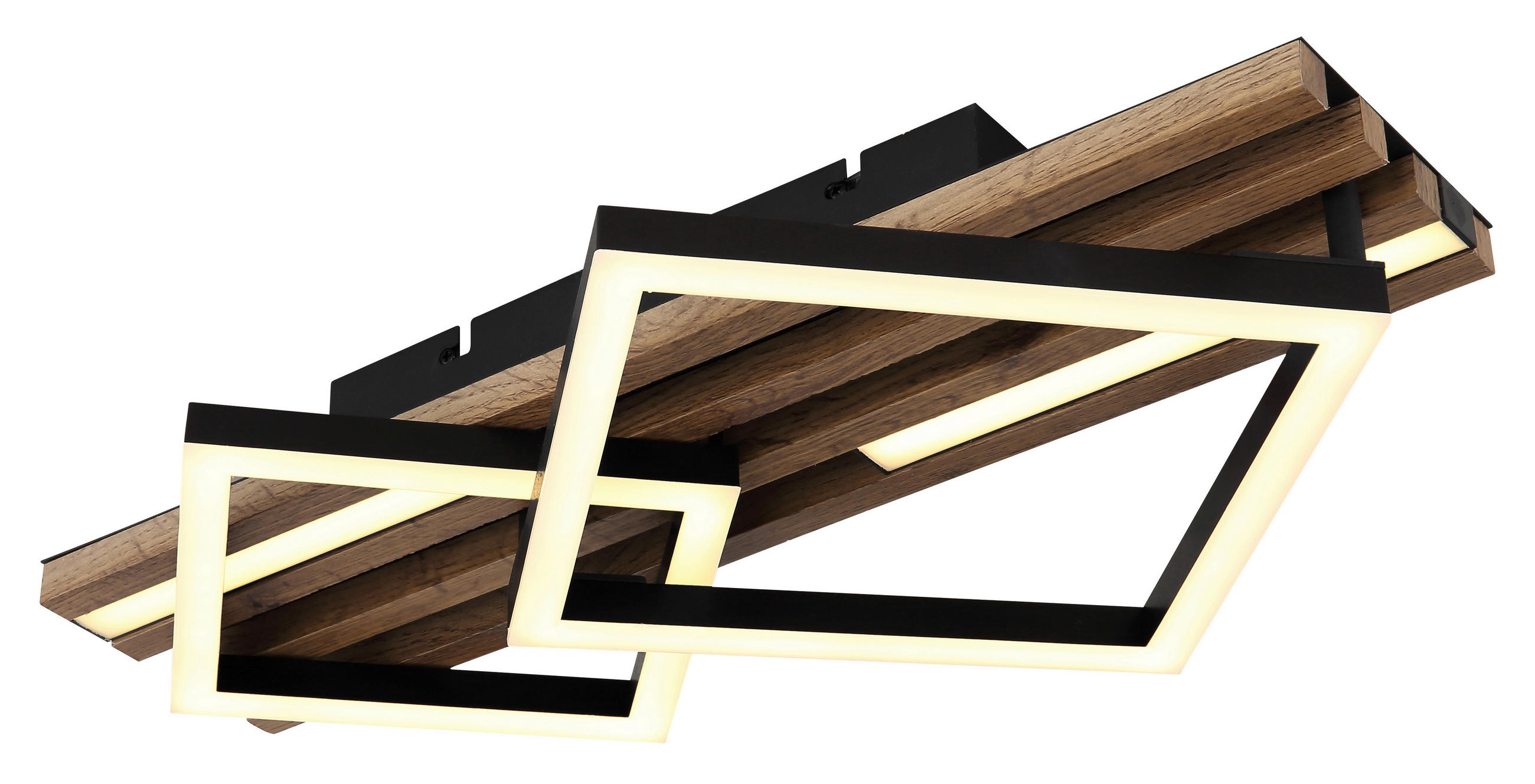 LED MENNYEZETI LÁMPA - sötétbarna/fekete, Natur, műanyag/faalapú anyag (47,5/31/9,5cm) - Globo