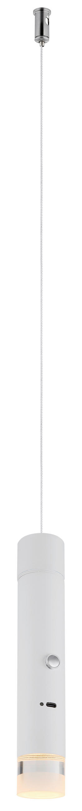 LED-HÄNGELEUCHTE PELO 38/120 cm   - Klar/Weiß, Design, Kunststoff/Metall (38/120cm) - Globo