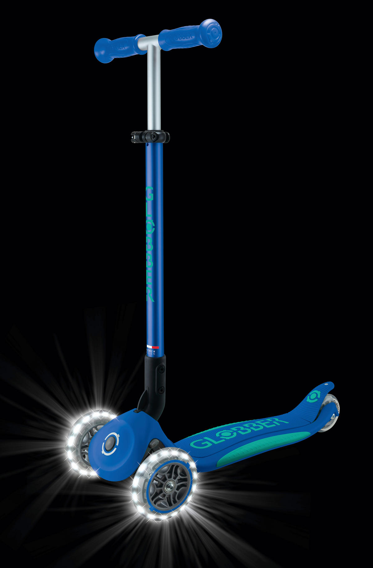 KINDERSCOOTER ELITE LIGHTS  - Dunkelblau, Basics, Kunststoff (57.5/28/82.5cm) - GLOBBER
