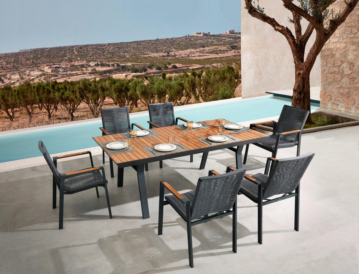 STOL VRTNI  antracit, boje tikovine  drvo, metal      - boje tikovine/antracit, Design, drvo/metal (200/100/75cm) - Amatio