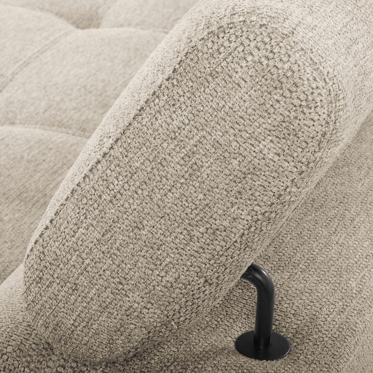 ECKSOFA TORINO Taupe Chenille Bettkasten, Kopfteilverstellung  - Taupe/Schwarzchrom, Design, Textil/Metall (173/247cm) - Livetastic