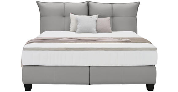 BOXSPRINGBETT 180/200 cm  in Grau  - Schwarz/Grau, Design, Leder/Holzwerkstoff (180/200cm) - Esposa