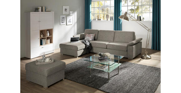 ECKSOFA in Flachgewebe Graubraun - Chromfarben/Graubraun, KONVENTIONELL, Textil/Metall (176/285cm) - Novel