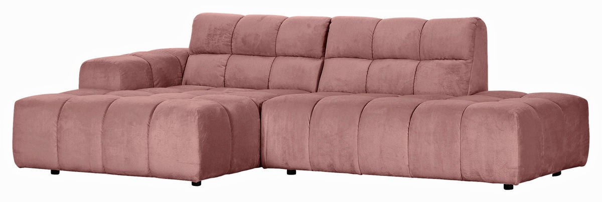 HÖRNSOFFA i plysch rosa  - svart/rosa, Klassisk, textil/plast (155/282cm) - MID.YOU